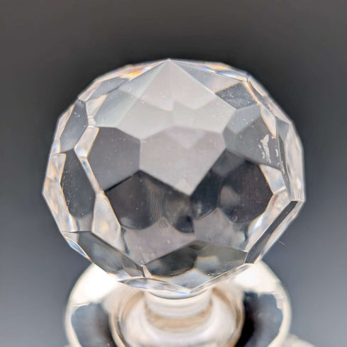 1983 British Vintage Cut Glass Square Decanter with Sterling Silver Decoration, Garrard & Co.