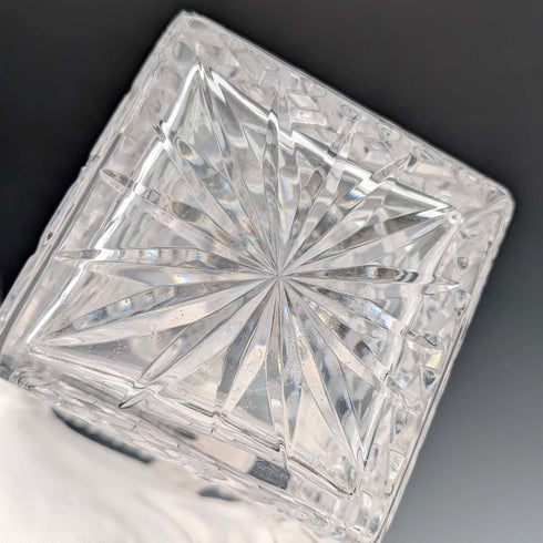 1983 British Vintage Cut Glass Square Decanter with Sterling Silver Decoration, Garrard & Co.