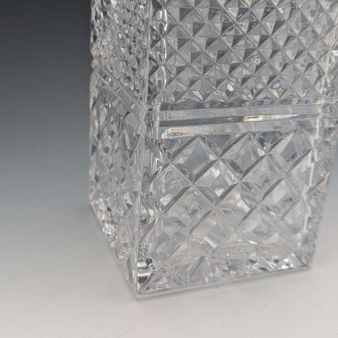 1983 British Vintage Cut Glass Square Decanter with Sterling Silver Decoration, Garrard & Co.