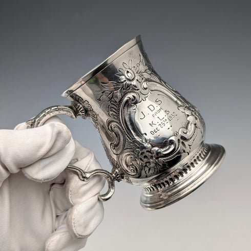 19世紀中期英國古董銀盤馬克杯