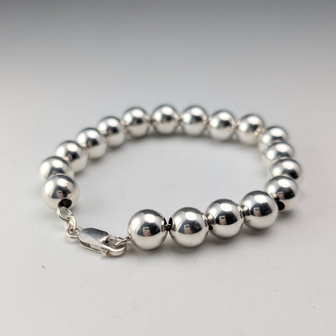 Vintage Sterling Silver Large Beaded Bracelet, 15g