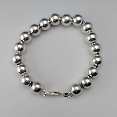 Vintage Sterling Silver Large Beaded Bracelet, 15g