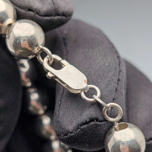 Vintage Sterling Silver Large Beaded Bracelet, 15g