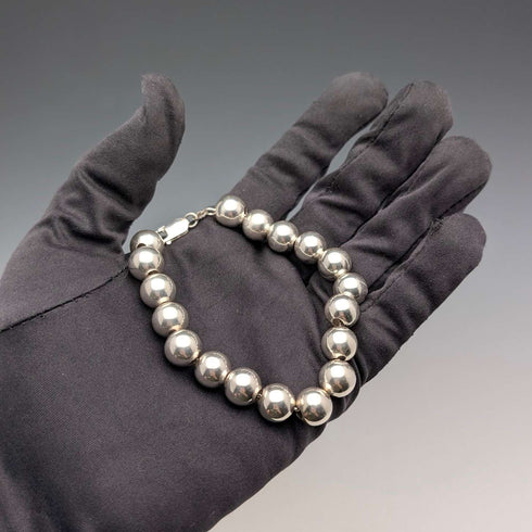 Vintage Sterling Silver Large Beaded Bracelet, 15g