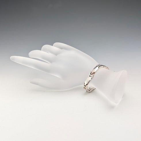 英国ヴィンテージ 純銀製 パネルリンク ブレスレット 32g WSG