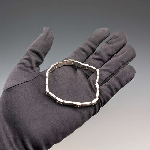 British Vintage Sterling Silver Panel Link Bracelet, 32g, WSG