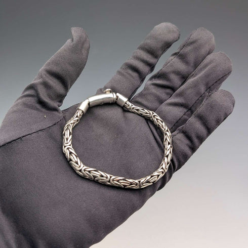 Vintage Sterling Silver Byzantine Chain Bracelet, 32g, TJC
