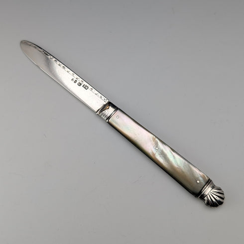 1821 British Antique Mother-of-Pearl Handle, Pure Silver Blade Penknife by Thomas Nowill