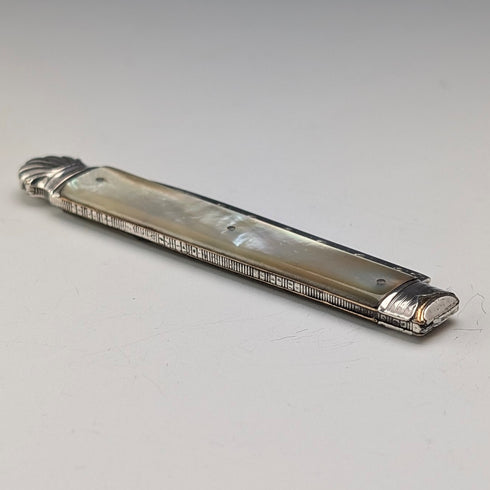 1821 British Antique Mother-of-Pearl Handle, Pure Silver Blade Penknife by Thomas Nowill