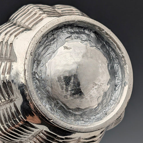 Antique British silver plate water jug decorated with woven rattan pattern