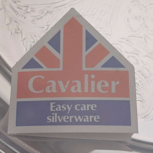 Vintage British silver-plated round tray, 21cm diameter, Cavalier, unopened