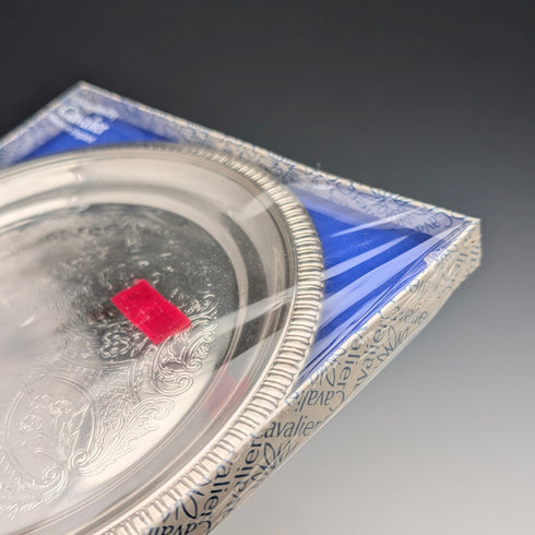 英国ヴィンテージ シルバープレート製 丸型トレイ 直径21cm Cavalier 未開封