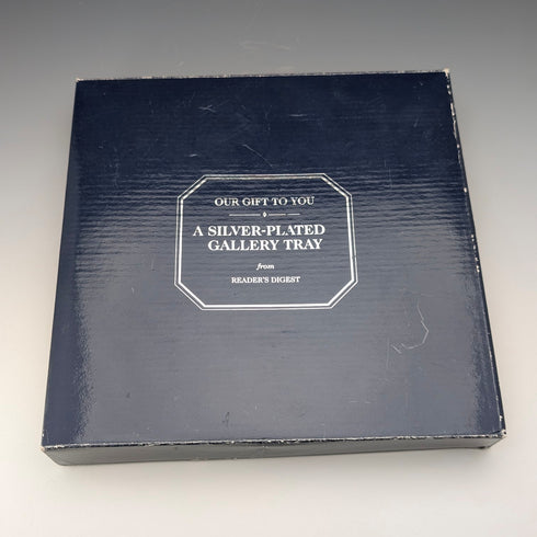 復古英國鍍銀畫廊托盤,直徑 23 厘米,《讀者文摘》,盒裝