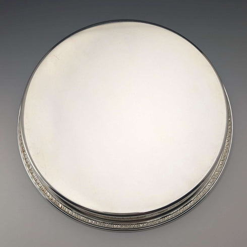 Vintage British silver-plated gallery tray, 23cm diameter, Reader's Digest, boxed
