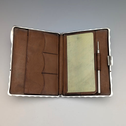 1903 British Antique Sterling Silver Double-Opening Card Case, 111g, Horace Woodward