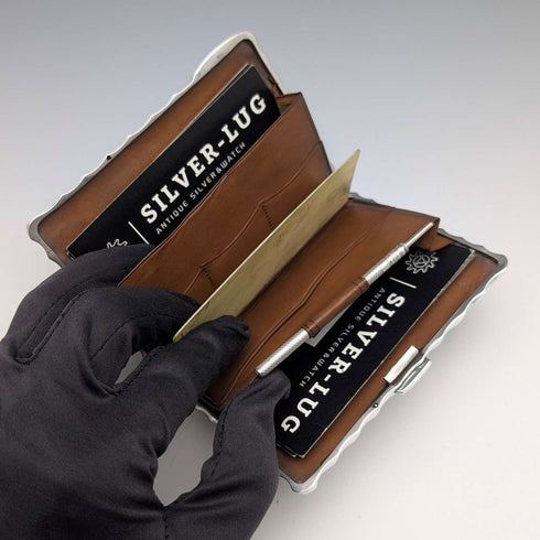 1903年 英国アンティーク 純銀製 両開き型カードケース 111g Horace Woodward
