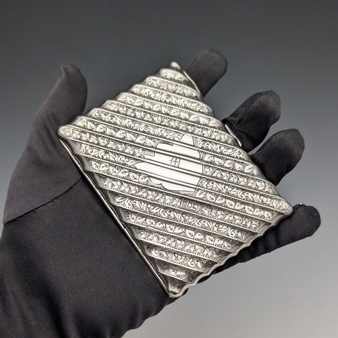 1903 British Antique Sterling Silver Double-Opening Card Case, 111g, Horace Woodward