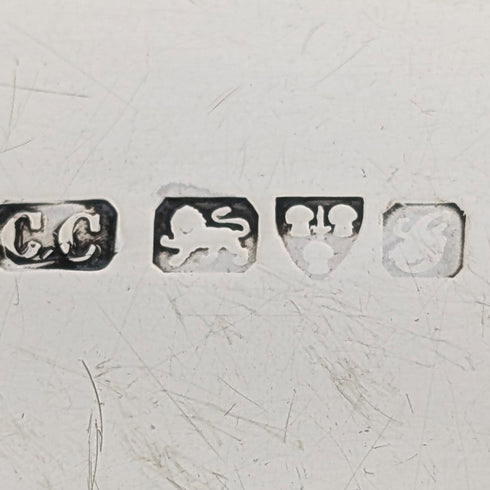 1907 British Antique Sterling Silver Card Case with Chain, 89g, Colen Hewer, Cheshire