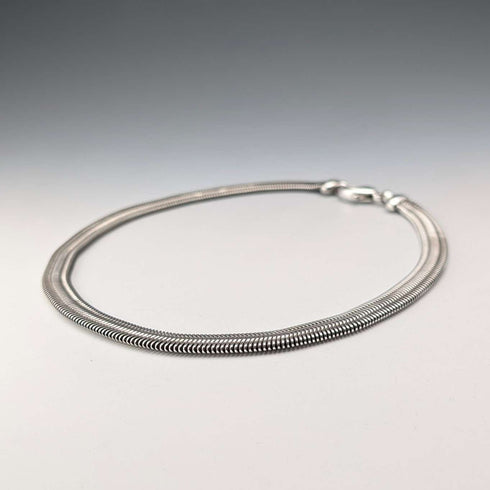 Vintage Sterling Silver Flat Snake Chain Necklace, 45cm, 54g