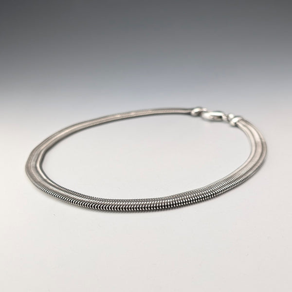 Vintage Sterling Silver Flat Snake Chain Necklace, 45cm, 54g