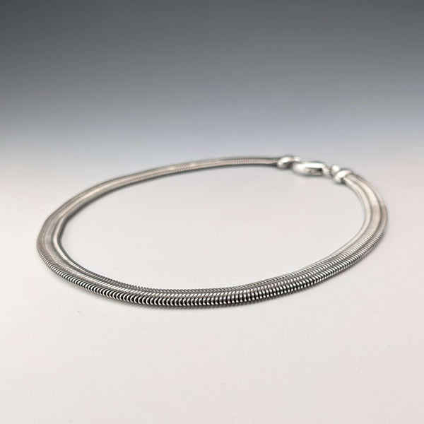 Vintage Sterling Silver Flat Snake Chain Necklace, 45cm, 54g
