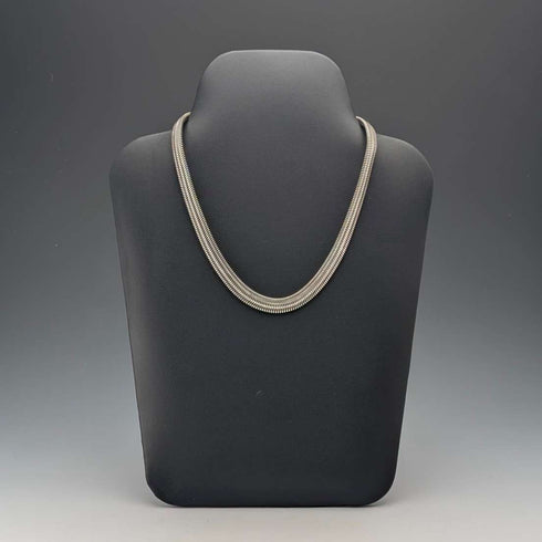 Vintage Sterling Silver Flat Snake Chain Necklace, 45cm, 54g