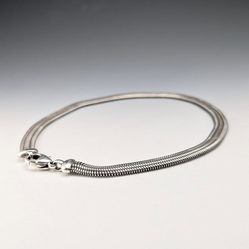 Vintage Sterling Silver Flat Snake Chain Necklace, 45cm, 54g