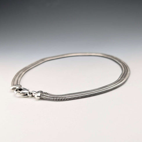 Vintage Sterling Silver Flat Snake Chain Necklace, 45cm, 54g