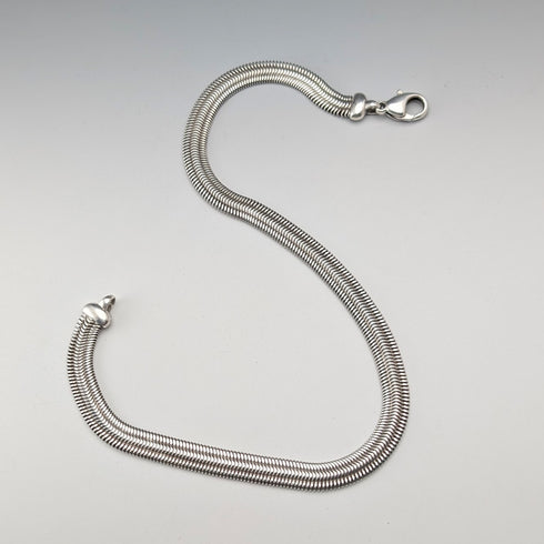 Vintage Sterling Silver Flat Snake Chain Necklace, 45cm, 54g