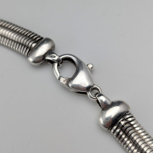 Vintage Sterling Silver Flat Snake Chain Necklace, 45cm, 54g