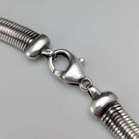 Vintage Sterling Silver Flat Snake Chain Necklace, 45cm, 54g