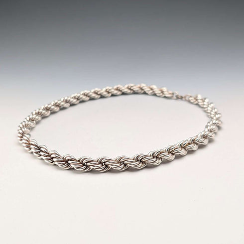 British Vintage Sterling Silver Extra Thick Twisted Chain Necklace 42cm 37.9g DN