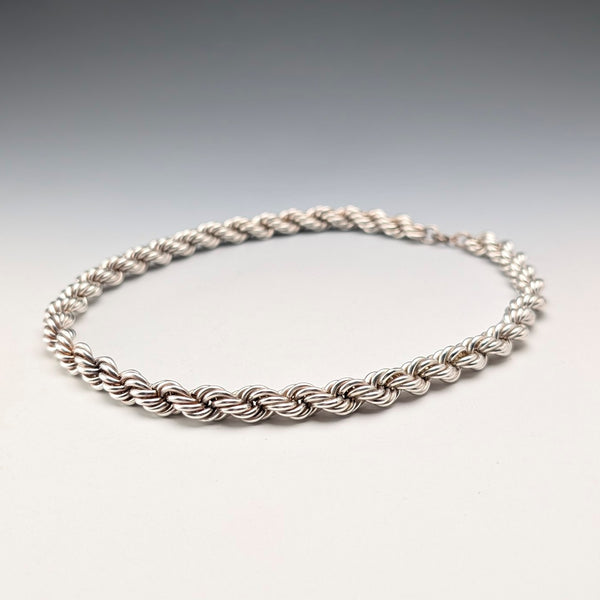 英国ヴィンテージ 純銀製 極太ツイストチェーン ネックレス42cm 37.9g DN