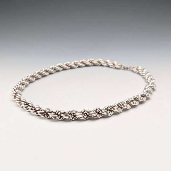British Vintage Sterling Silver Extra Thick Twisted Chain Necklace 42cm 37.9g DN