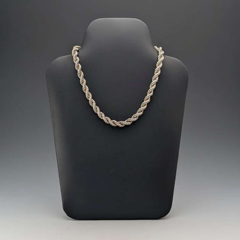 British Vintage Sterling Silver Extra Thick Twisted Chain Necklace 42cm 37.9g DN