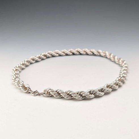British Vintage Sterling Silver Extra Thick Twisted Chain Necklace 42cm 37.9g DN