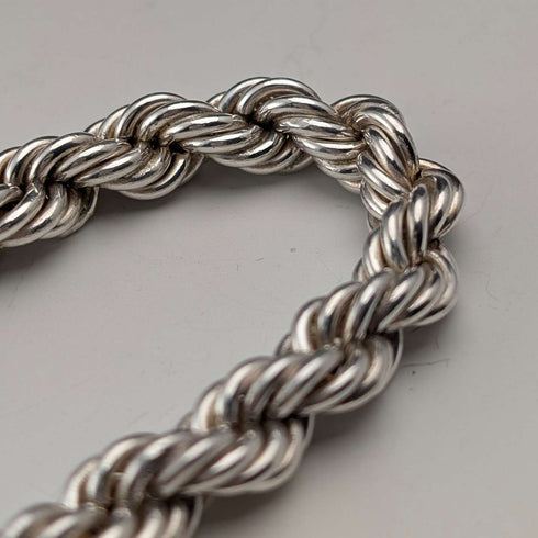 British Vintage Sterling Silver Extra Thick Twisted Chain Necklace 42cm 37.9g DN