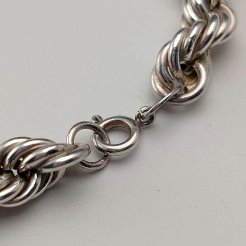 British Vintage Sterling Silver Extra Thick Twisted Chain Necklace 42cm 37.9g DN
