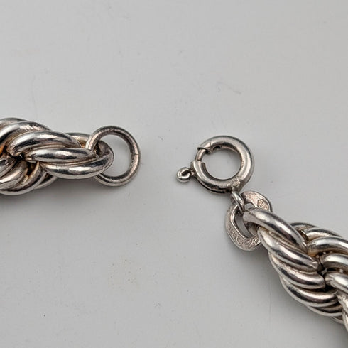 英国ヴィンテージ 純銀製 極太ツイストチェーン ネックレス42cm 37.9g DN