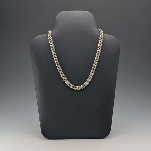 British Vintage Sterling Silver Double Curb Chain Necklace 45cm 50g BJB
