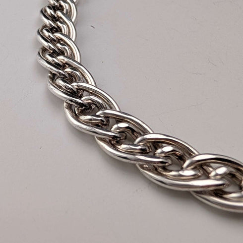 British Vintage Sterling Silver Double Curb Chain Necklace 45cm 50g BJB