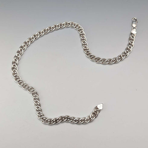 British Vintage Sterling Silver Double Curb Chain Necklace 45cm 50g BJB