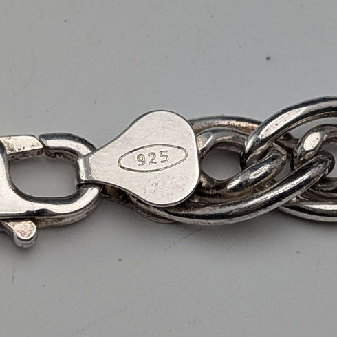 British Vintage Sterling Silver Double Curb Chain Necklace 45cm 50g BJB