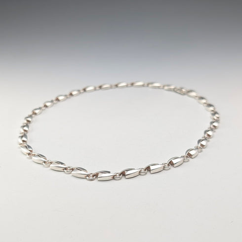 Vintage Sterling Silver Modernist Link Chain Necklace, 43cm, 32g