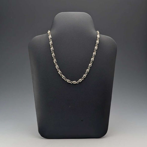 Vintage Sterling Silver Modernist Link Chain Necklace, 43cm, 32g