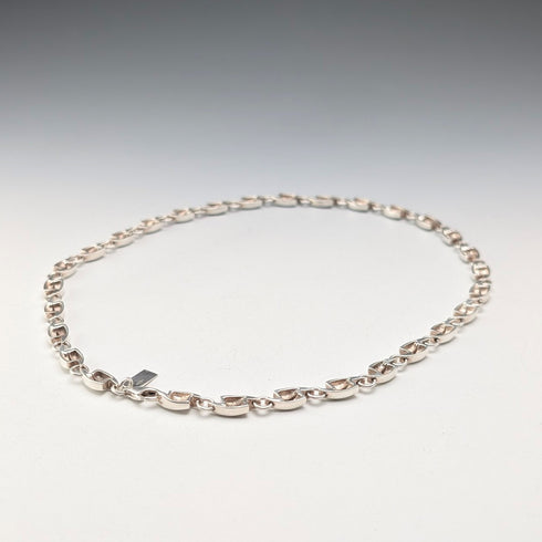 Vintage Sterling Silver Modernist Link Chain Necklace, 43cm, 32g