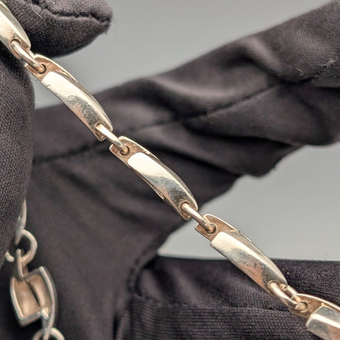 Vintage Sterling Silver Modernist Link Chain Necklace, 43cm, 32g