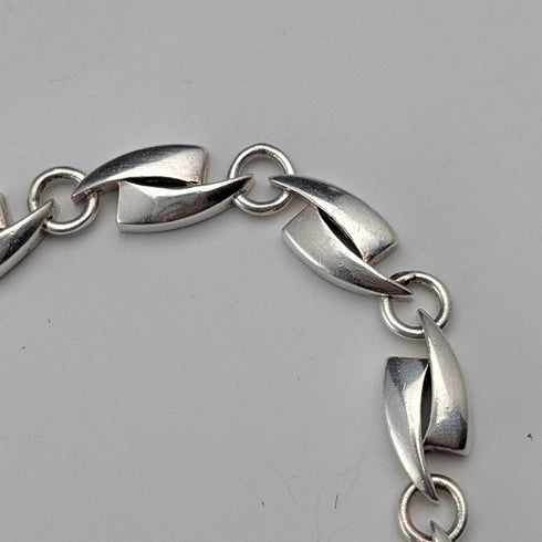Vintage Sterling Silver Modernist Link Chain Necklace, 43cm, 32g
