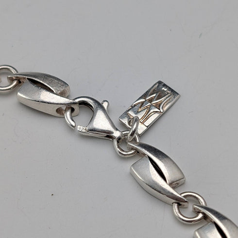 Vintage Sterling Silver Modernist Link Chain Necklace, 43cm, 32g