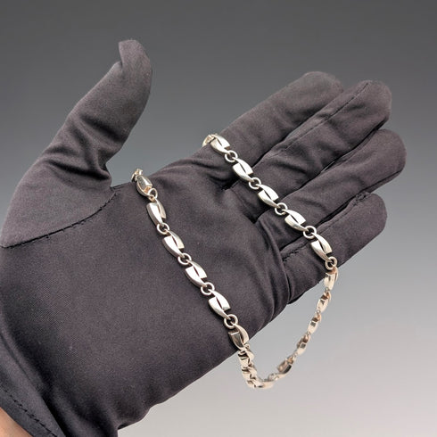 Vintage Sterling Silver Modernist Link Chain Necklace, 43cm, 32g